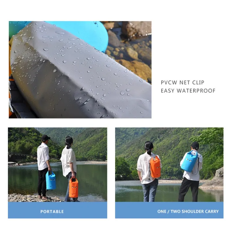 10L SPORON Outdoor Seaside Beach Swimming Rafting Waterproof Bag PVC Mesh Cloth Storage Bucket Bag(Orange)