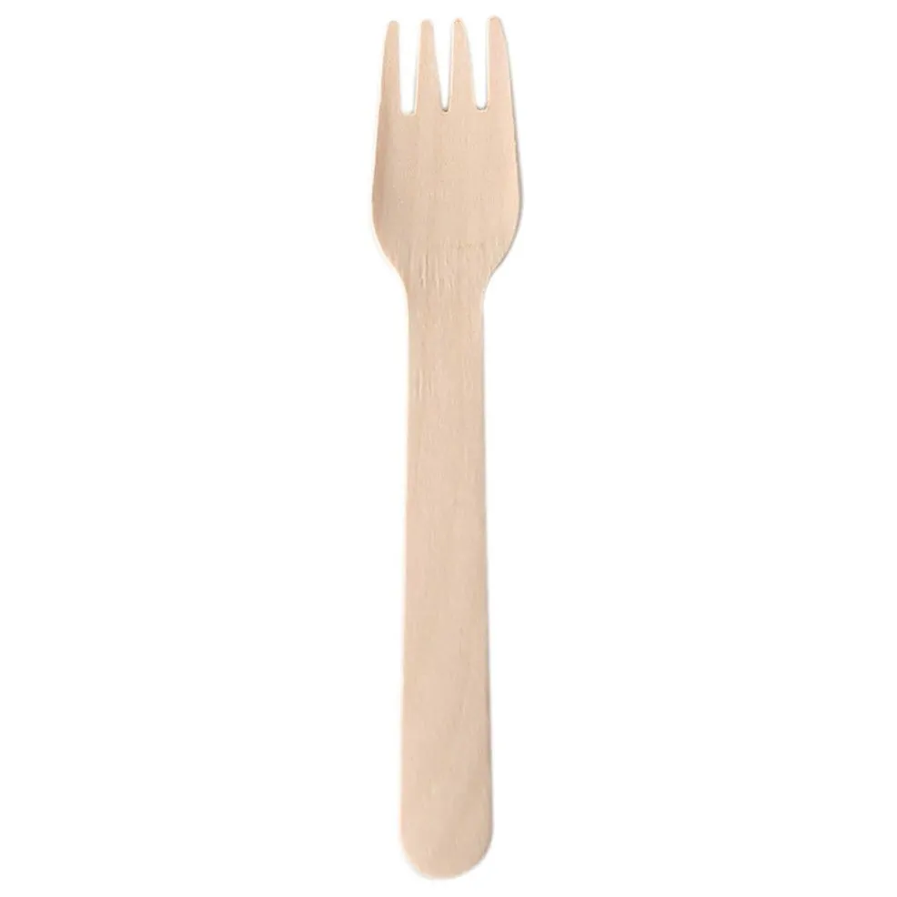 200 X Disposable Wooden Cutlery Bulk Bamboo Party 160mm - Spoons/Knives/Forks