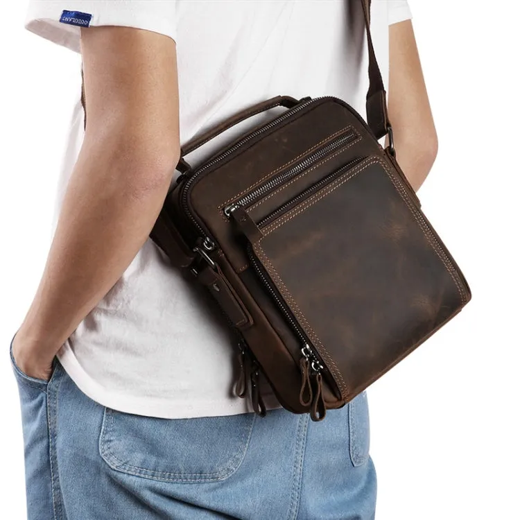 6479 Men Casual Large-Capacity One-Shoulder Messenger Leather Bag(Litchi Texture Black)