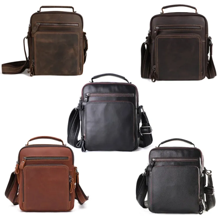 6479 Men Casual Large-Capacity One-Shoulder Messenger Leather Bag(Litchi Texture Black)