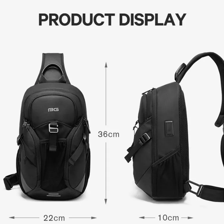 Bange BG-77120 Men Waterproof Crossbody Chest Bag with USB Port, Size: 36 x 22 x 10cm(Black)