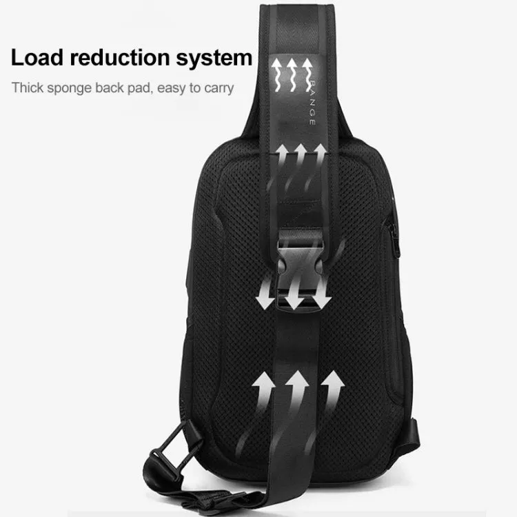 Bange BG-77120 Men Waterproof Crossbody Chest Bag with USB Port, Size: 36 x 22 x 10cm(Black)