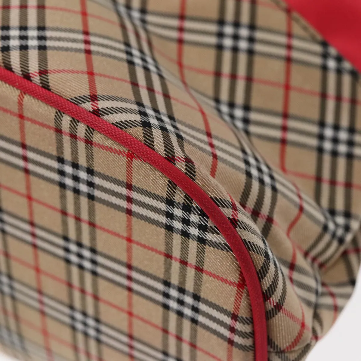BURBERRYSs Nova Check Blue Label Tote Bag Nylon Red Beige Silver  87048