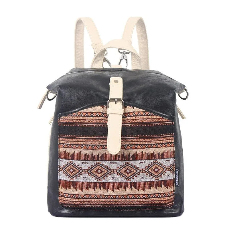 Canvas Print Retro Travel Backpack For Girls