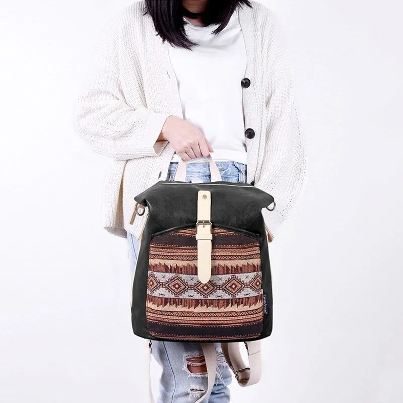 Canvas Print Retro Travel Backpack For Girls