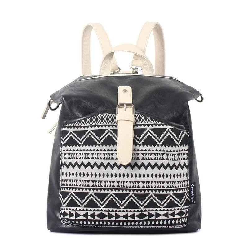 Canvas Print Retro Travel Backpack For Girls