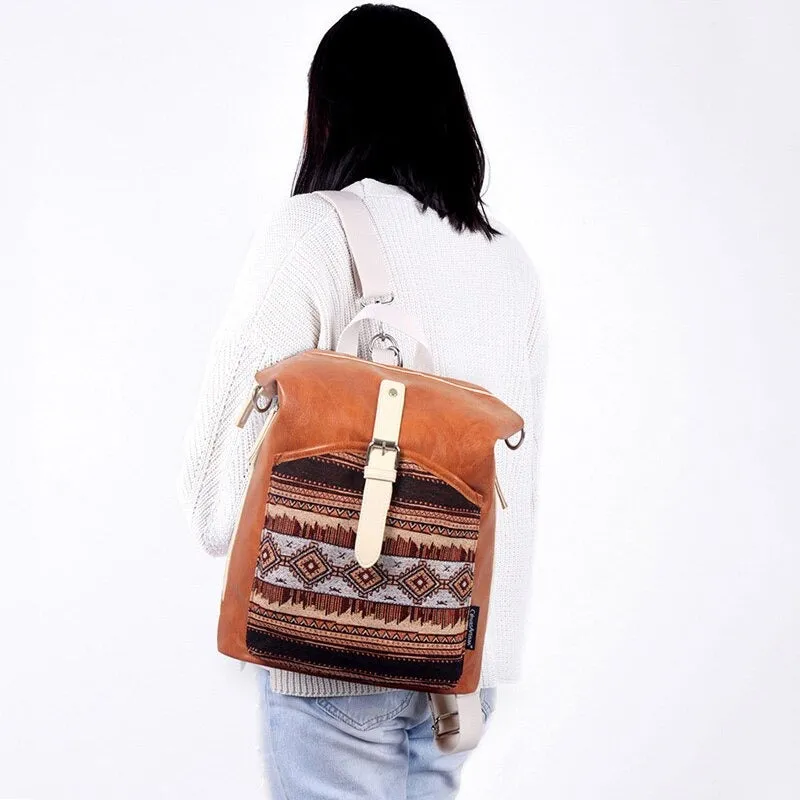 Canvas Print Retro Travel Backpack For Girls