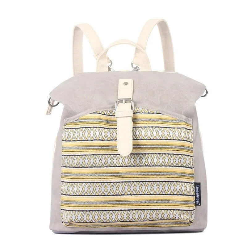Canvas Print Retro Travel Backpack For Girls