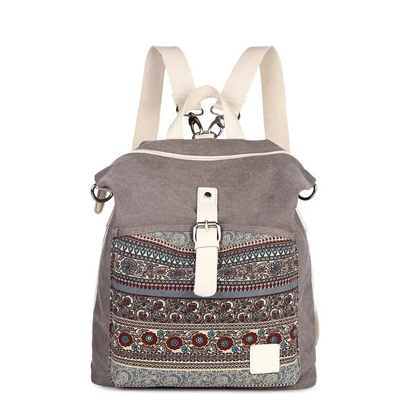 Canvas Print Retro Travel Backpack For Girls