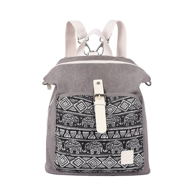 Canvas Print Retro Travel Backpack For Girls