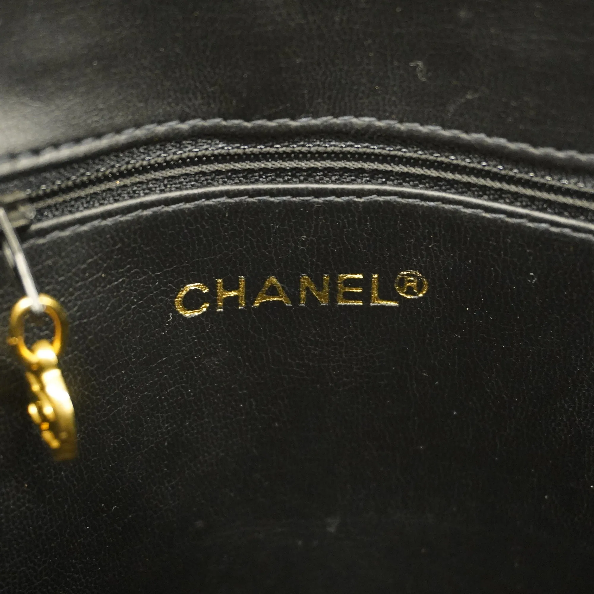 CHANEL  Matelasse Chain Shoulder With Fringes Leather Shoulder Bag Black