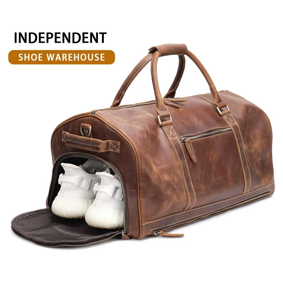 Deluxe Retro Leather Zipper Travel Messenger Bag