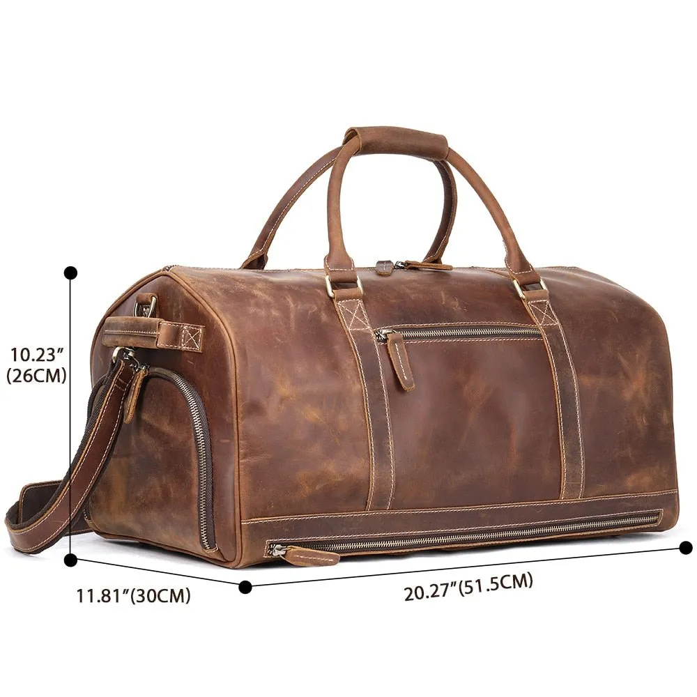 Deluxe Retro Leather Zipper Travel Messenger Bag