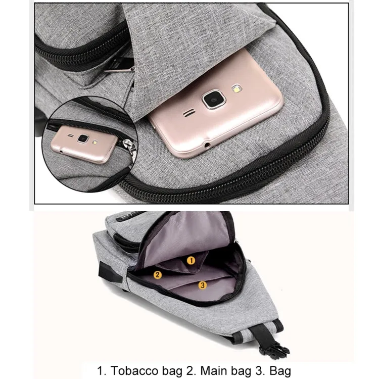 Dxyizu Multi-Function Portable Casual Canvas Chest Bag Outdoor Sports Shoulder Bag Waist Bag with External USB Charging Interface for Men / Women / Student, Random Logo Delivery(Grey)
