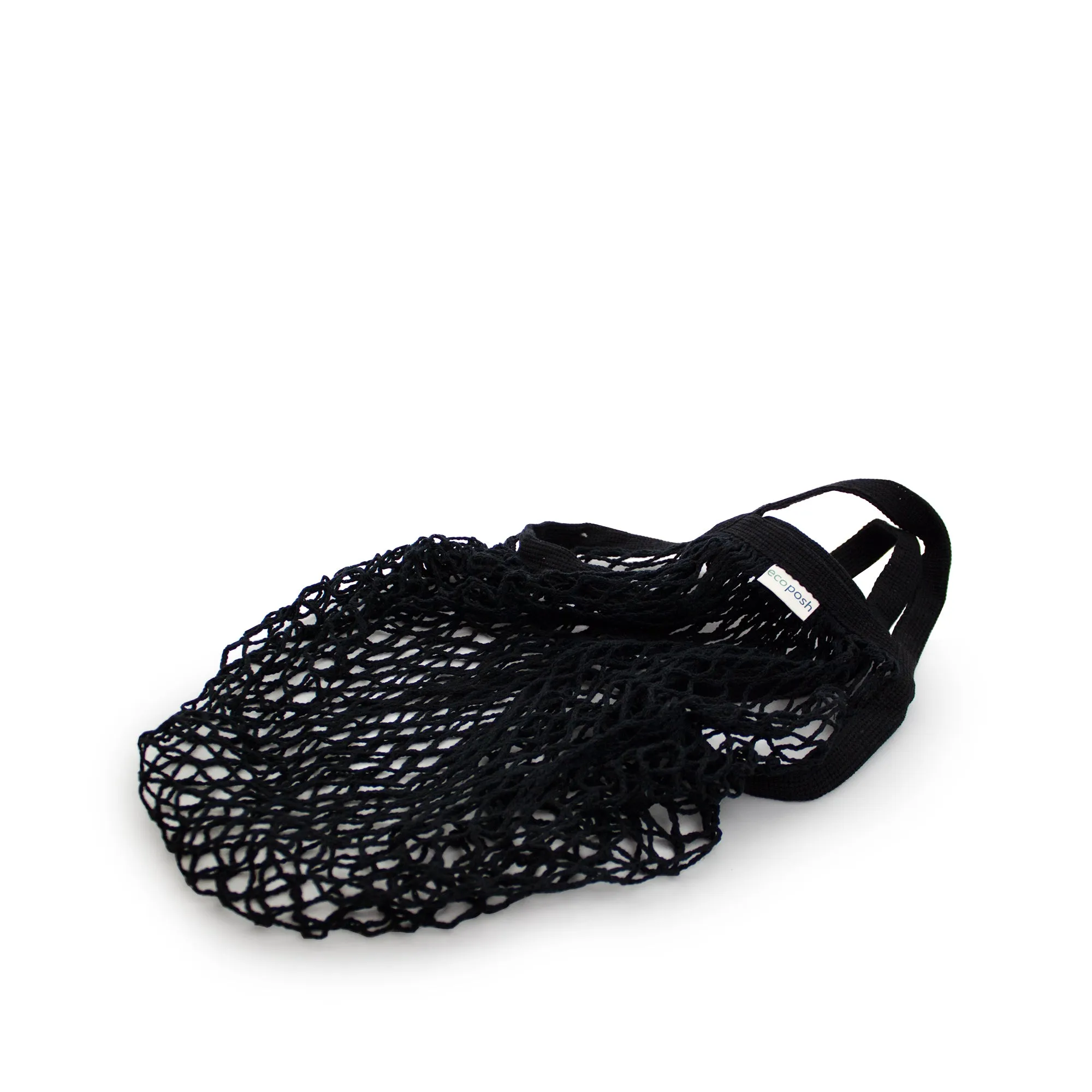 Ecoposh Short Handle Cotton Net Grocery Bag :: Black