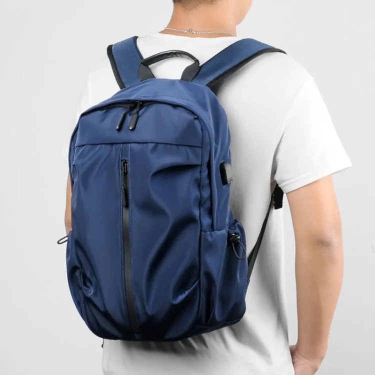 Men Oxford Backpack Business Computer Bag with External USB Port(Navy Blue)