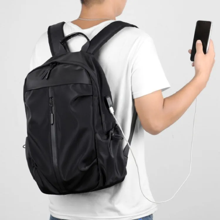 Men Oxford Backpack Business Computer Bag with External USB Port(Navy Blue)