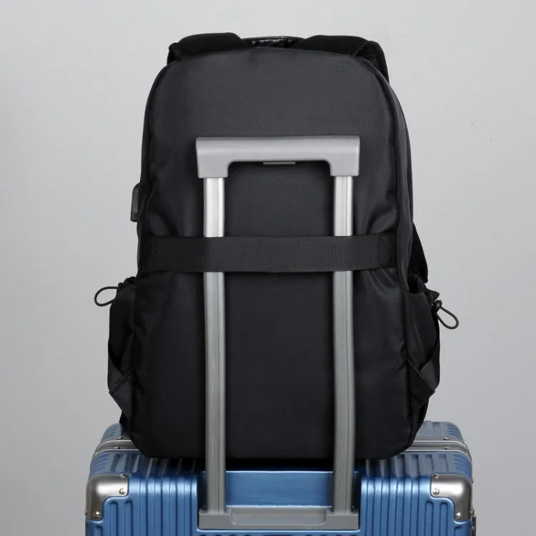 Men Oxford Backpack Business Computer Bag with External USB Port(Navy Blue)