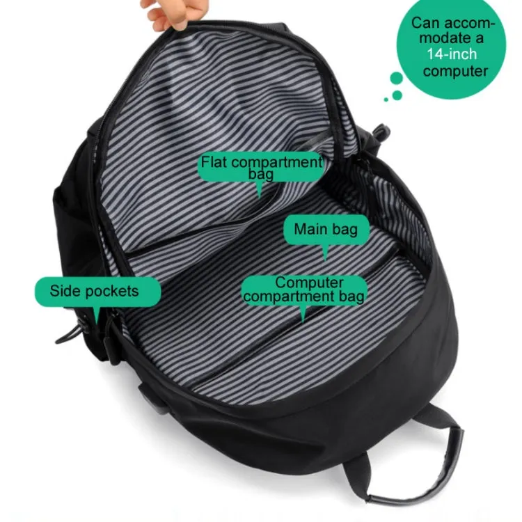 Men Oxford Backpack Business Computer Bag with External USB Port(Navy Blue)