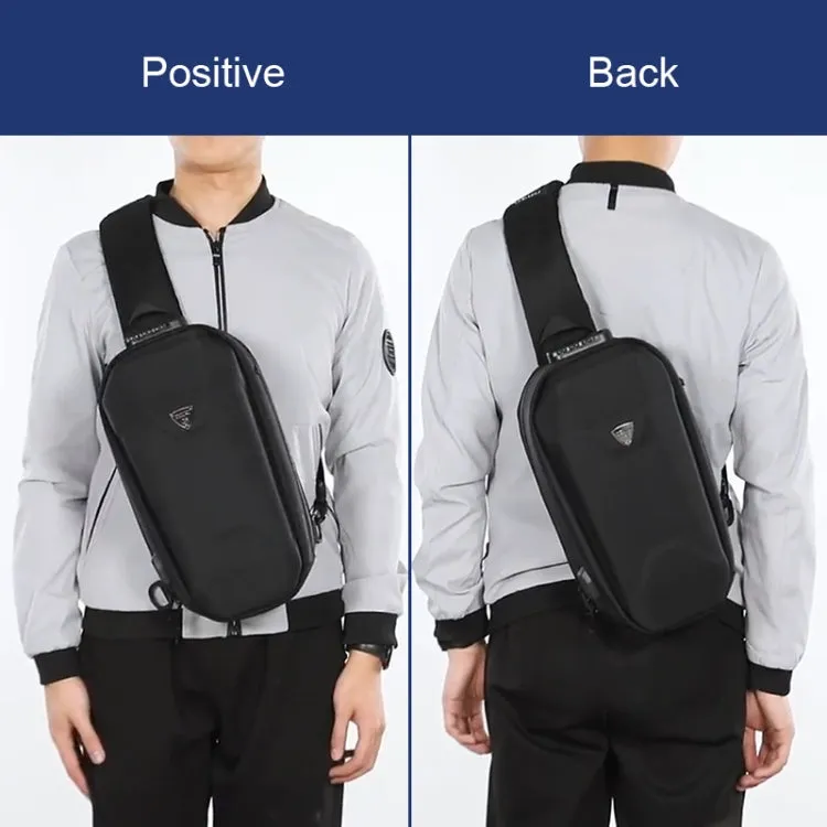 Ozuko 9321 Outdoor Anti-Theft Oxford Cloth Men Chest Bag Waterproof Messenger Bag with External USB Charging Port(Black)
