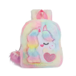 Tickles Cute Unicorn Soft Plush Bag For Kids Birthday Gift School Picnic Vacation (Color: Multicolor; Size: 35 cm)