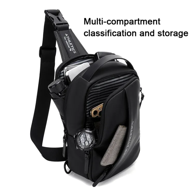 WEIXIER  X313 Men Chest Bag Crossbody Casual Small Bag Shoulder Bag External USB Port(Black)