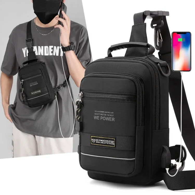 WEPOWER Men Chest Bag Outdoor Shoulder Messengers Bag With USB Charging Port Sports Small Bag(Grey)