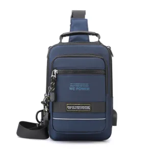 WEPOWER Men Chest Bag Outdoor Shoulder Messengers Bag With USB Charging Port Sports Small Bag(Royal Blue)