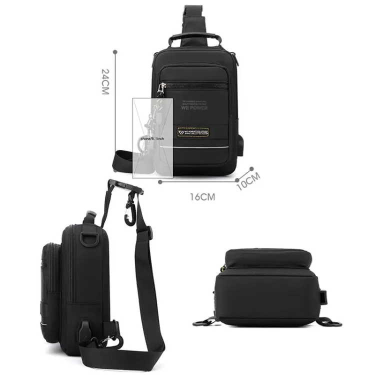 WEPOWER Men Chest Bag Outdoor Shoulder Messengers Bag With USB Charging Port Sports Small Bag(Royal Blue)